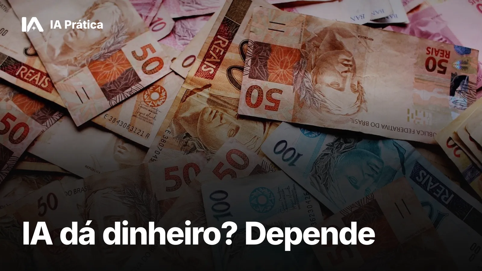 Várias cédulas de real espalhadas, de 10, 50 e 100 reais