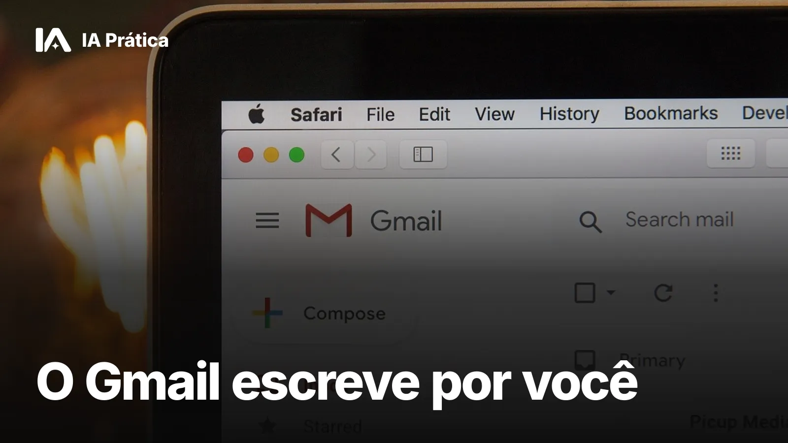 Tela do Gmail aberta no navegador de um notebook, com a caixa de entrada à vista
